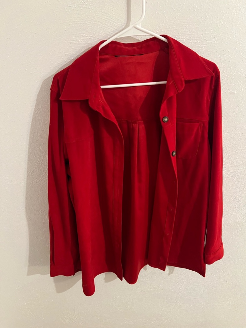 Red Button Down Shacket - Medium